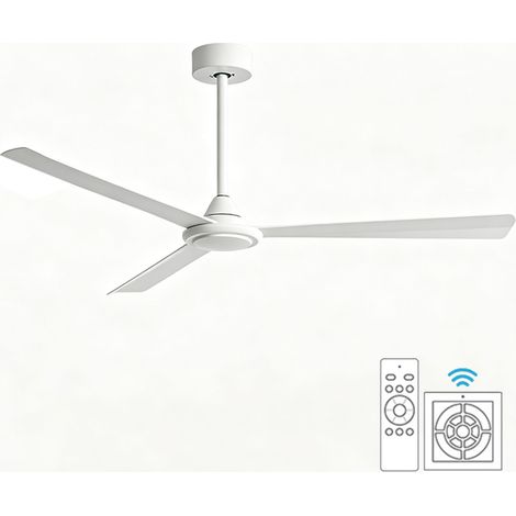 Deckenventilator 112 cm ohne Licht, 3 Flügel, DC Motor, Fernbedienung, Wandschalter, 6 Geschwindigkeiten, für Schlafzimmer Wohnzimmer Büro (1/5)