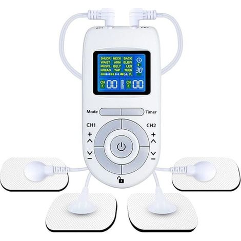 Stimulateur musculaire TENS double canal - 20 modes - Electrodes 2" et 2"x4" - Soulagement professionnel (1/4)