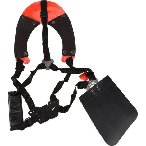 Harnais Noir Universel à Double Bandoulière Rembourrée Boutonnage Sécurité Nylon Durable Courroie d'épaule deTrimmer Professionnel Pour Débroussailleuse Tondeuse (1/5)