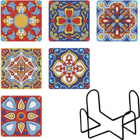 Diamantstickerei – Untersetzer – Quadratisch, 6 Stück – Mandalas 2 (1/5)