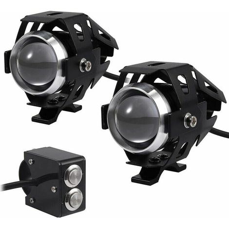 Lot de 2 phares moto LED 15W - Projecteurs antibuée étanches 3000lm, 12-24V (1/4)