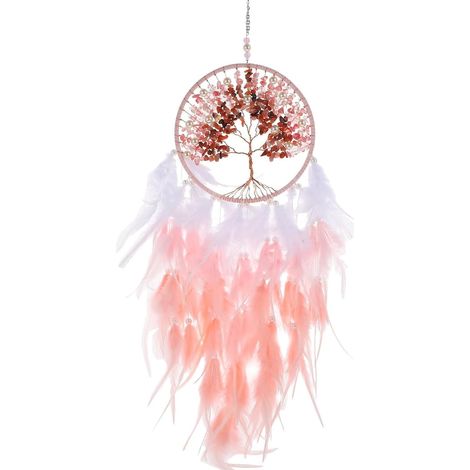 and Cotton Rope Tree of Life Crystals Hanging Pink Romantic (1/5)