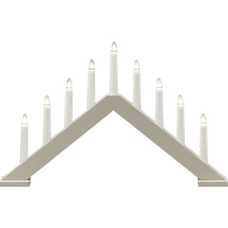 Guirlande Lumineuse de Noël Moderne en Bois laqué Beige - Utilisation en intérieur (IP20) - 230 V - 9 Bougies avec Ampoules Transparentes - Câble Blanc avec Interrupteur Marche/arrêt (1/3)