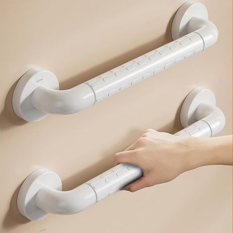 Poignée de douche en acier inoxydable blanc, adaptée aux personnes âgées, handicapées et aux femmes enceintes, lot de deux (1/5)