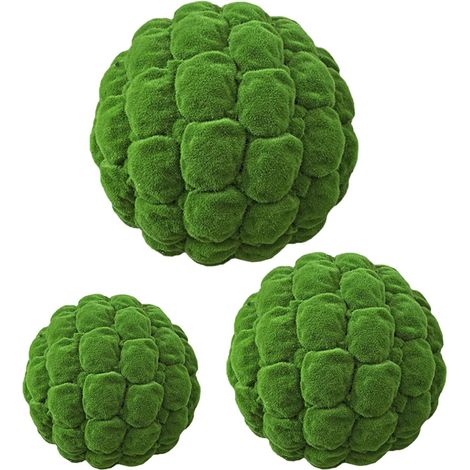 Lot de 3 Boules de Mousse Artificielle Décoratives Diamètre 10 CM 15 CM et 20 CM Couleur Verte sans Entretien pour Décoration Intérieure Vases Décoratifs Mariages et