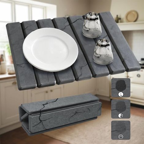 Tapis absorbant et drainant à séchage rapide pour la cuisine et la salle de bain, antidérapant et pliable (1/5)