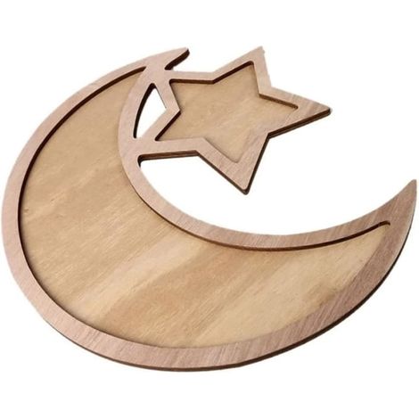 Plateau de service, bois, forme étoile et lune, 35 x 33,3 x 0,8 cm, brun, polyvalent et pratique, pour un usage quotidien (1/5)