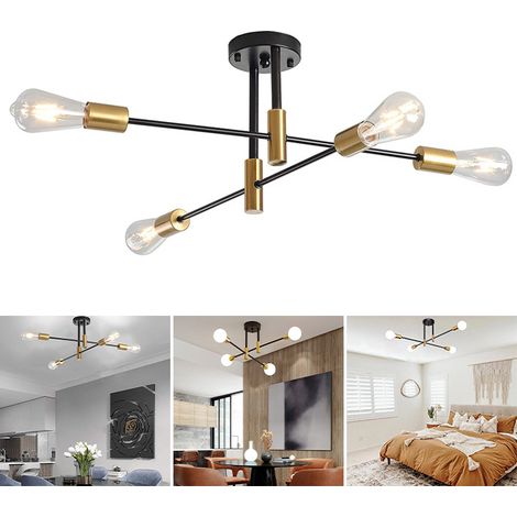 Lustre Spoutnik, éclairage suspendu nordique moderne du milieu du siècle, luminaire de plafond à 4 lumières (ampoule non incluse) (1/5)