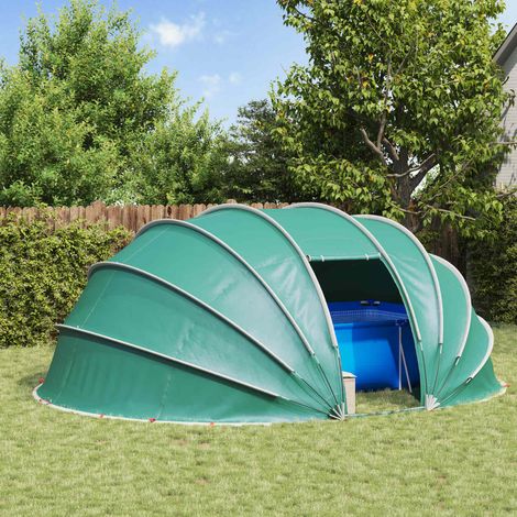 Vidaxl – Dôme de tente de piscine 538 x 440 x 204 cm – Polyester 185T résistant aux intempéries – Protection UV et ignifuge – Portes zippées