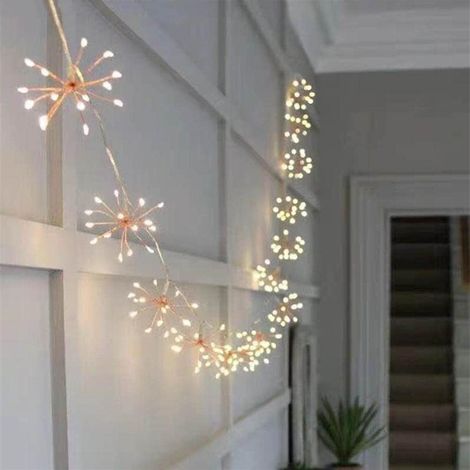 Guirlande Lumineuse Solaire - Fils De Cuivre Avec Effet Feu D'artifice Et Pissenlit - 50 LED - 2,9 M - Pour Extérieur Jardin Terrasse Mariage Noël (1/5)