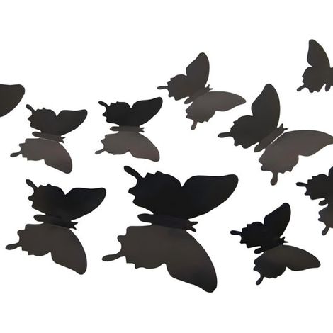 Juego de 24 pegatinas de pared, 4 x 11 cm, 4 x 8 cm, 16 x 6,5 cm, Pegatinas de pared 3D, Arte mural creativo, Hermosas aplicaciones de mariposas (1/5)