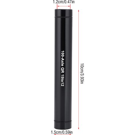 Adaptateur d'axe traversant pour vélo 15mm vers 12mm, axe rapide noir pour moyeu (1/5)