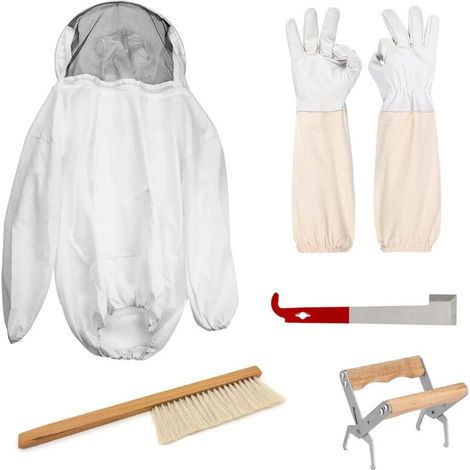 Imkeranzug mit Handschuhen und Imkerausrüstung, Weiß