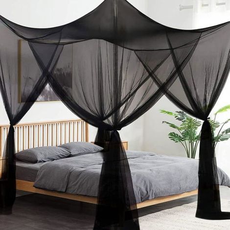 Moustiquaire de Lit Double, Moustiquaire Noir Simple d'Eté,Rideau de lit à baldaquin - 190 x 210 x 240 cm -Noir (1/5)