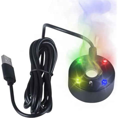 Brumisateur à Ultrasons, Atomiseur Fontaine d'étang, Mini Brumisateur de Réservoir de Poissons 4 Couleur LED USB, avec Protection Contre Le Manque d'eau, pour Les Vacances Halloween (1/5)