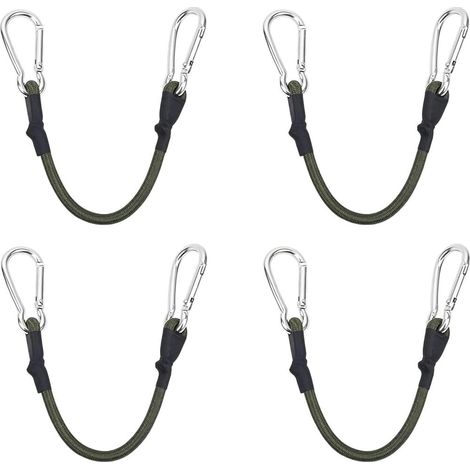 4 Stück elastische Bungee-Seile mit Karabinerhaken, 30 cm, 8 mm, robustes Gummiseil zum Sichern von Campingausrüstung, Planen, Fahrrädern und Gepäck (1/5)