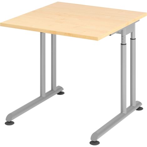bümö Schreibtisch Serie-Z Quadrat: 80 x 80 cm  Ahorn Silber