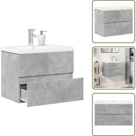 vidaXL Ensemble de meubles de salle de bain 2 pcs gris béton