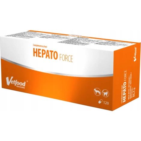 Suplemento hepático Vetfood Hepatoforce para perros y gatos, 120 cápsulas.