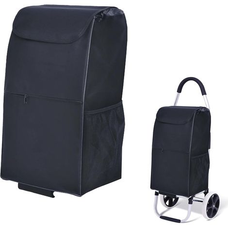 Sac De Panier, Sacs De Chariot Sac De Chariot De Courses Sac De Remplacement pour Chariot De Courses Pliable ImperméAble en Tissu Oxford Sac De Rangement 55x34x24cm Noir (1/5)