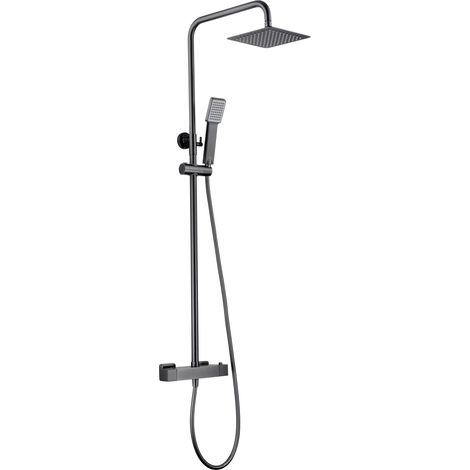 MICE - Conjunto columna de ducha - Barra de ducha termostatica extensible de acero inoxidable con rociador y mango de ducha color Black Gun Metal (1/4)