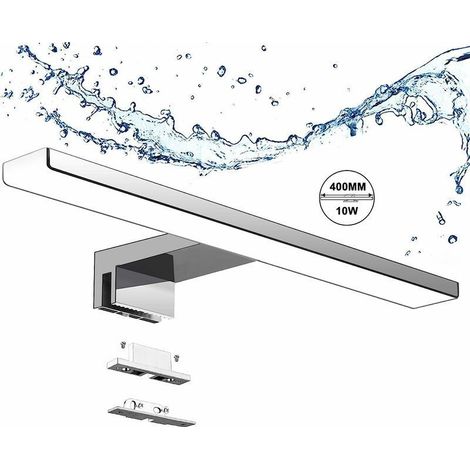 Lampe Miroir Salle de Bain 6W 820LM 30cm 230V 4000K ,IP44 Imperméable Classe II en Acier Inoxydable 3 en 1 Miroir Lumineux Led,Non Scintillement,Pince sur Miroir, Lampe LED 300mm (1/5)