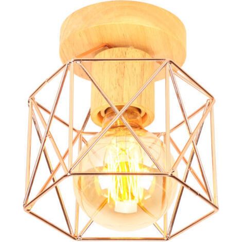 Plafonnier Moderne Lampe De Plafond Vintage Luminaire Plafonnier Rétro Abat-Jour Cage En Métal Pour Café Couloir Chambre Cuisine Salon Or Rose (1/5)