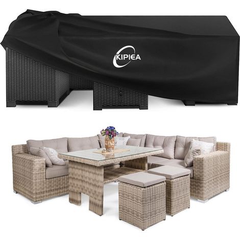 Housse de protection imperméable pour salon de jardin rectangulaire 259x188x71cm, tissu Oxford 420D, anti-UV, résistant au vent (1/5)
