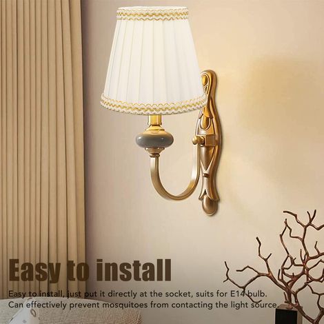 Pantalla de lámpara de mesa moderna con abrazadera en tela blanca rústica para iluminación (1/5)