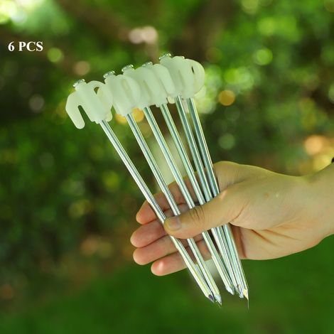 6 piquets de tente phosphorescents - Accessoires de camping, piquets pour bâche, piquets de délimitation (1/5)