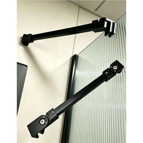 Barre de renfort réglable de 30 cm en acier inoxydable noir pour porte de douche - Tige de support robuste pour fixation murale, idéale pour une salle de bain stable et un design moderne (1/5)