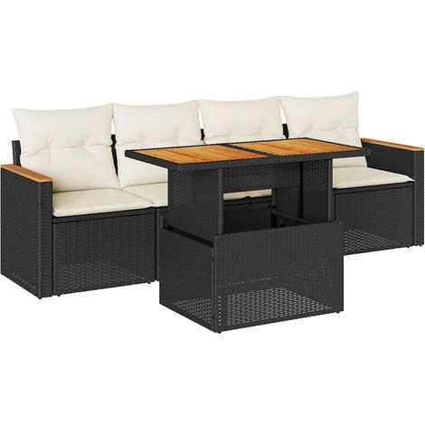 Maison Exclusive - Set sofás jardín y cojines 5 pzas ratán sintét (1/5)