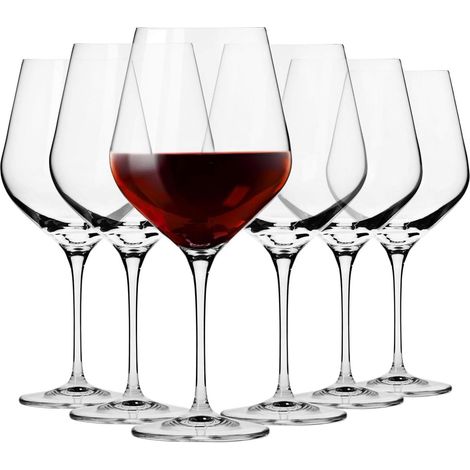 Lot de 6 Verre à vin, 860 ml, Cristal sans plomb, Pied fin, Bord lisse, Maison restaurant fête