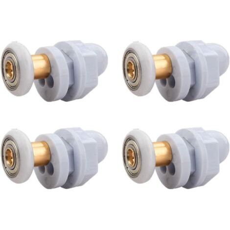 Roulettes pour porte de douche, lot de 4 roulettes en laiton pour porte de douche coulissante, compatibles avec les portes coulissantes en verre de douche (19 mm). (1/4)