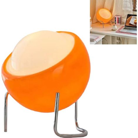 Lámpara de mesilla de noche, luz nocturna creativa, lámpara de mesa de cristal naranja, enchufe USB, luz tricolor, decoración para sala de estar. (1/5)