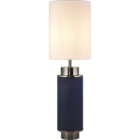 Lampe de table lampe de bureau lampe d'appoint lin bleu plaqué or H 72 cm (1/3)