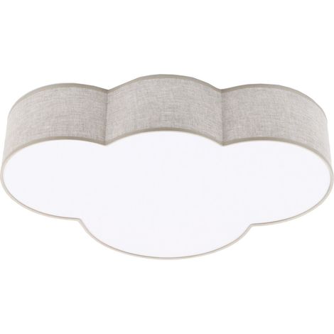 Plafonnier chambre d'enfant tissu métal E27 blanc beige 4 lampes (1/2)