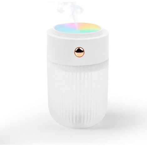 Mini coloré humidificateur couleur lampe veilleuse 250 ml bureau chambre facile à transporter, charge USB-C (rose clair) (white) (1/4)