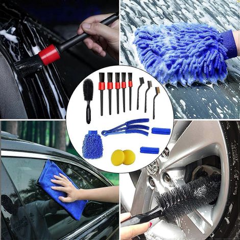 Ensemble de 15 brosses de nettoyage pour l'entretien intérieur et extérieur de votre voiture, camions, motos, camping-cars et bateaux. (1/4)