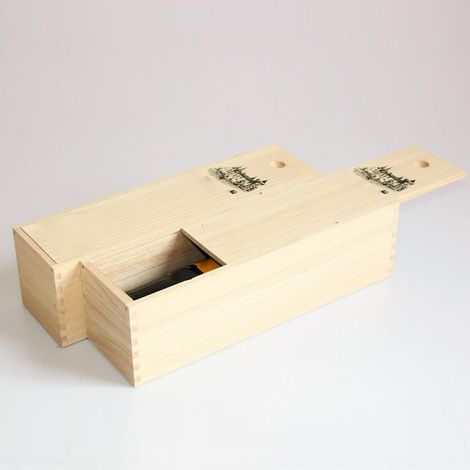 Coffret à vin en bois pour une bouteille avec couvercle, décor imitation bois, réutilisable (1/5)