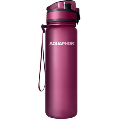 Bouteille filtrante AQUAPHOR + 1 cartouche filtrante à eau 0,8 L bordeaux