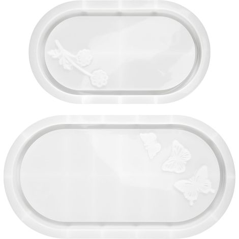 Lot de 2 moules en silicone - Dessous de verre - Moules en silicone - Moule en résine époxy - Moules pour béton - Pour dessous de verre, bougeoir, bricolage (1/5)