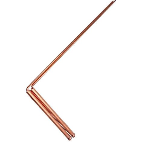 2 pièces de baguettes de sourcier en cuivre - Tige de détecteur de métaux en cuivre à 99,9 % pour eau/trésor/minéraux/outils de recherche, longueur 30,48 cm (Tête unique - Perle ronde) (1/5)