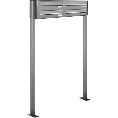 4er V2A Edelstahl Standbriefkasten Freistehend Durchwurfanlage (1/5)