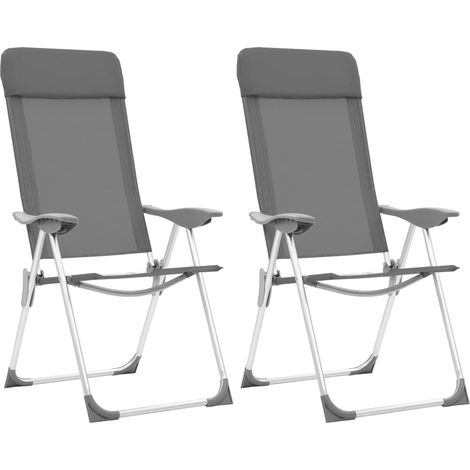 Klappbare Campingstühle 2 Stk. Grau Aluminium vidaXL (1/5)