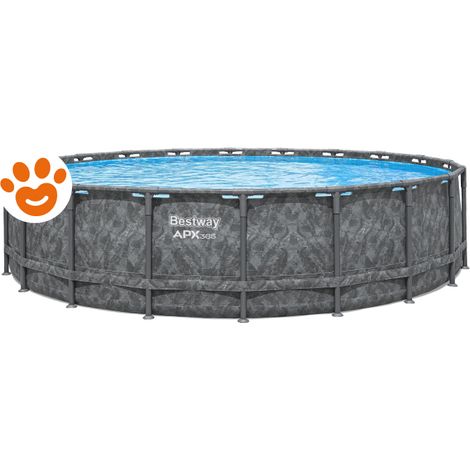 Bestway Piscina RotonAPX 365 (Ø610x132m) Marmo Scuro con Pompa a Sabbia Art. 561KE - APX 365 (Ø610x132cm) - Piscine