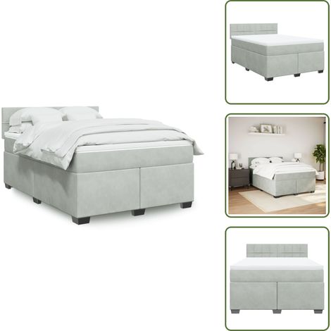 Materasso morbido - vidaXL Giroletto a Molle con Materasso Grigio Chiaro 160x200cm Velluto - Letto con doghe