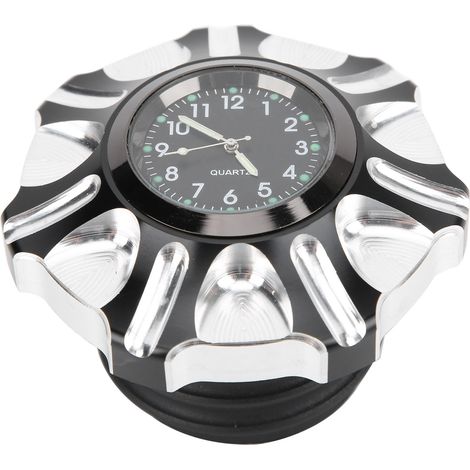 Ortviai Bouchon d’essence moto avec horloge, aluminium 6061-T6, argent, pour Harley-Davidson FXDP (2001–2004) (1/5)