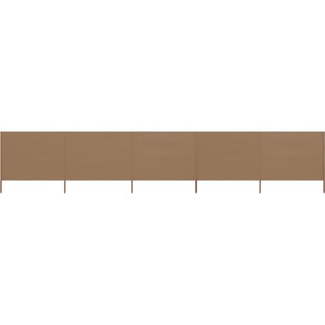 Brises-vue paravent 5 panneaux tissu 600 x 80 cm taupe