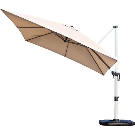 COSTWAY Sonnenschirm Φ300cm/ Terrassenschirm mit Kreuzfuss/ Ampelschirm Gartenschirm neigbar, Quadratischer Freischwinger, Marktschirm mit Kurbel Beige